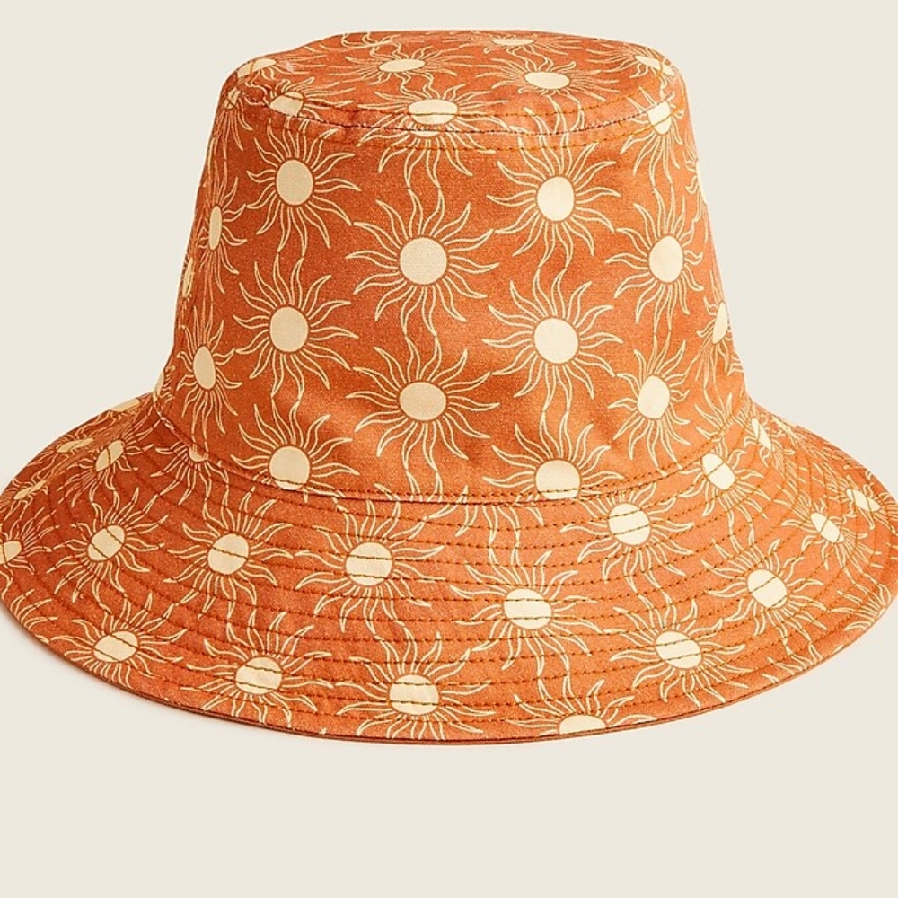 J. Crew Reversible Bucket Hat in Caramel Sunburst